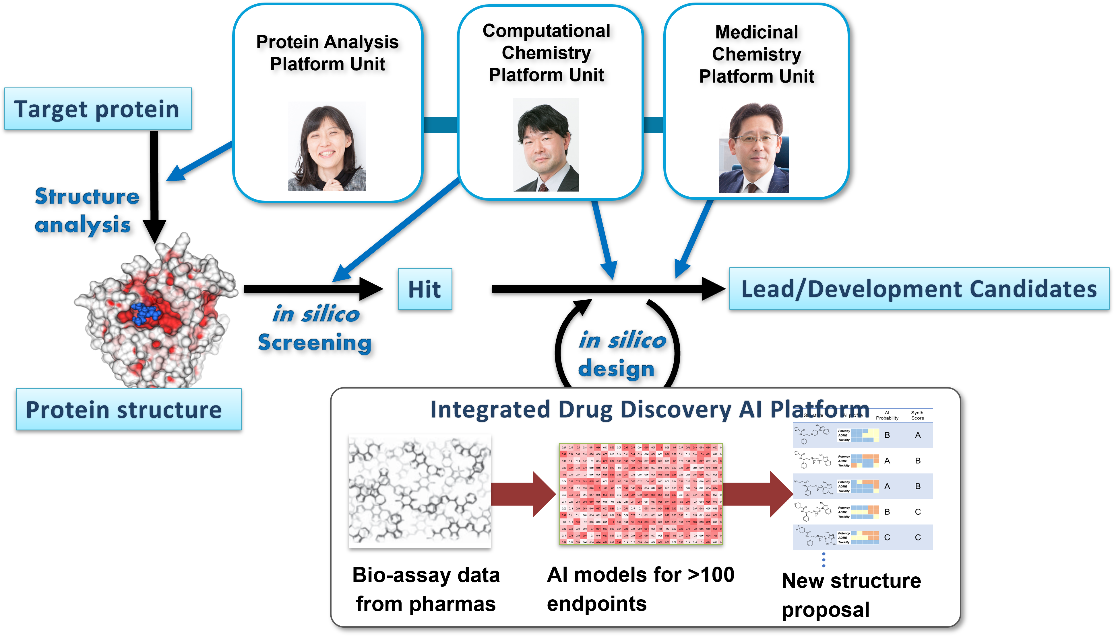 Drug design scheme collaborated among RIKEN DMP platform units