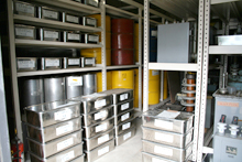 Specially built storage for waste containing PCB